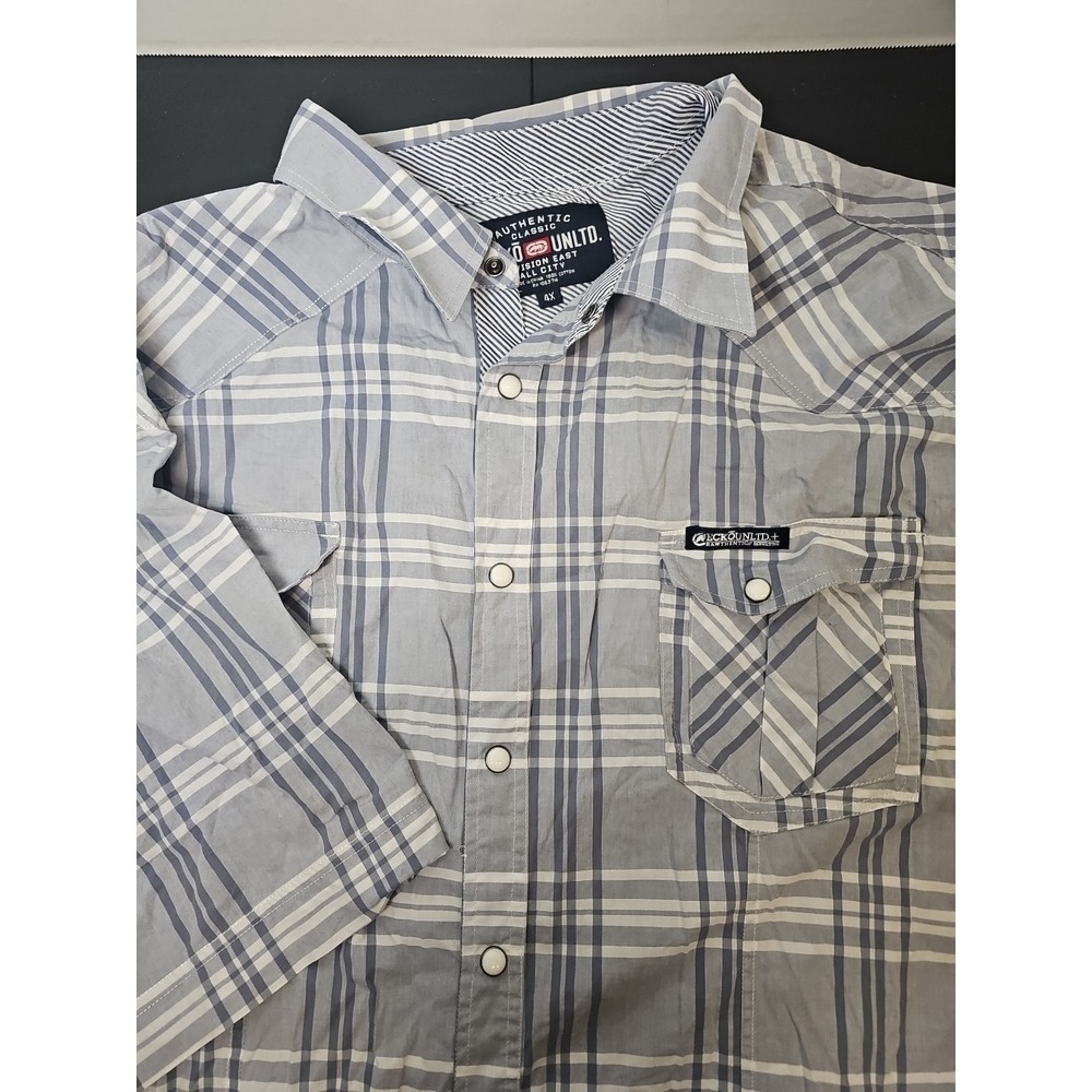 Ecko Unltd Snap Front Mens 4XL Cotton Short Sleeves